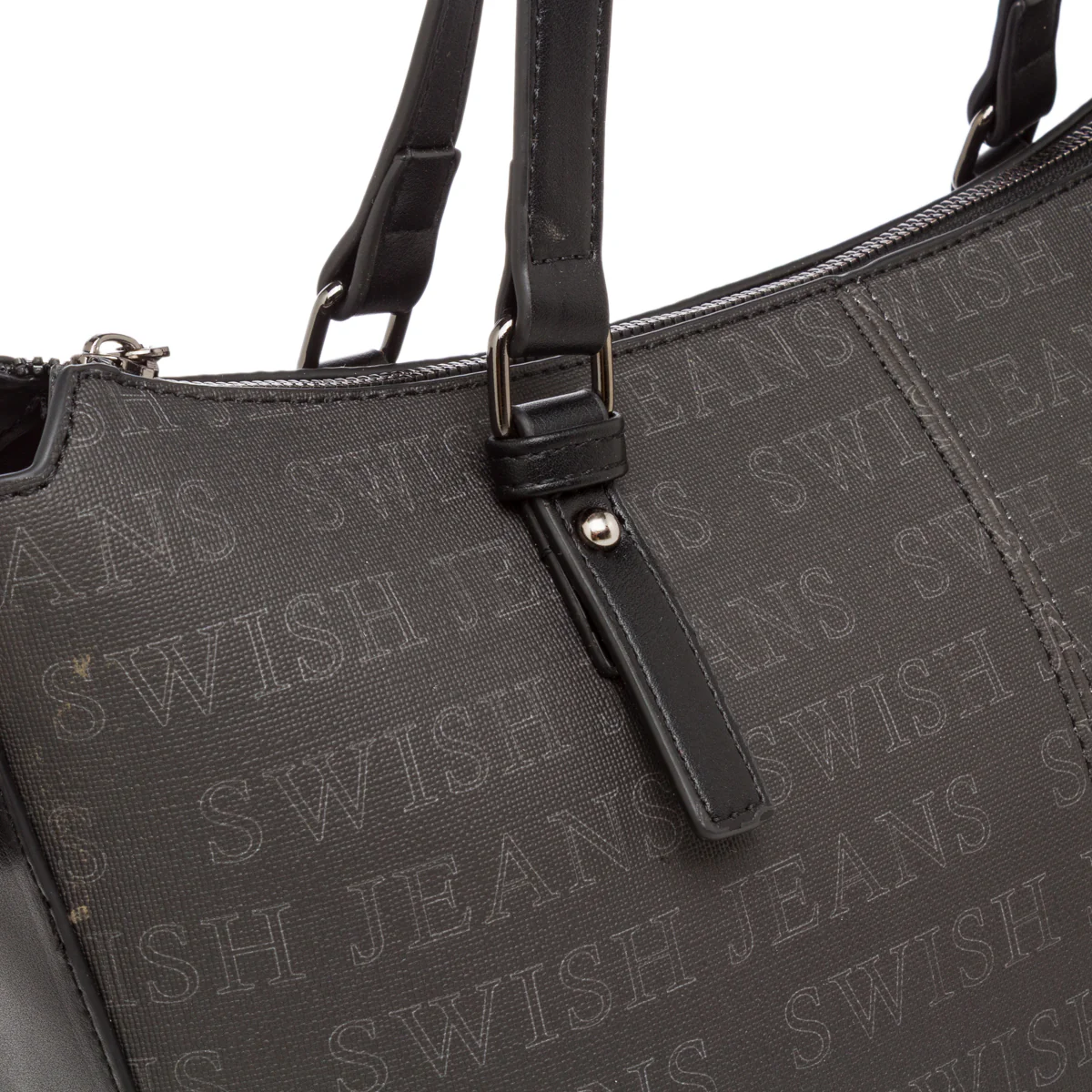 Borsa da Donna Nera con Logo All Over Swish Jeans - Image 4
