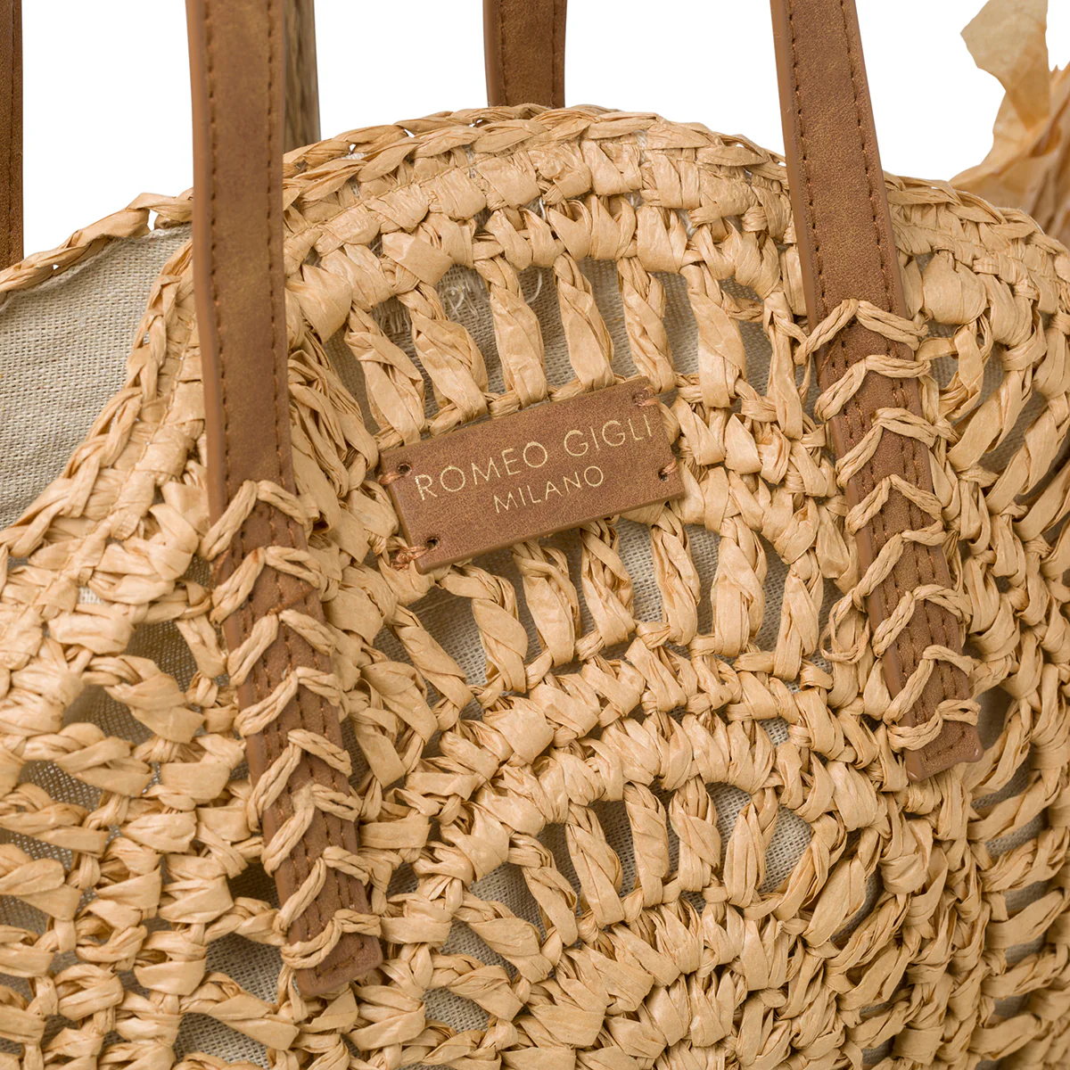 Borsa da mare beige effetto paglia Romeo Gigli Dany - Image 3