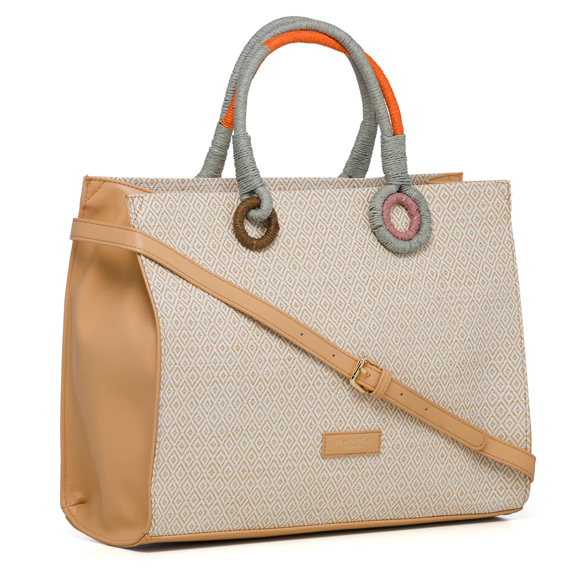 Borsa da mare bianca e beige Romeo Gigli Aisar - Image 2