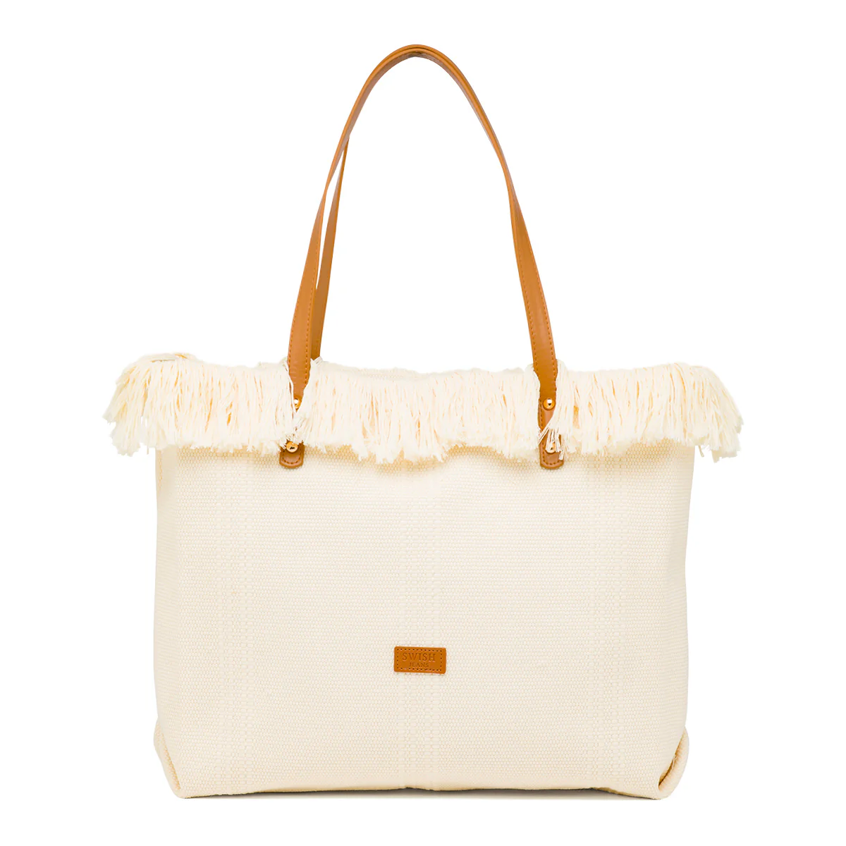 Borsa da Mare Bianco off-white da Donna con frange Swish Jeans - Image 2