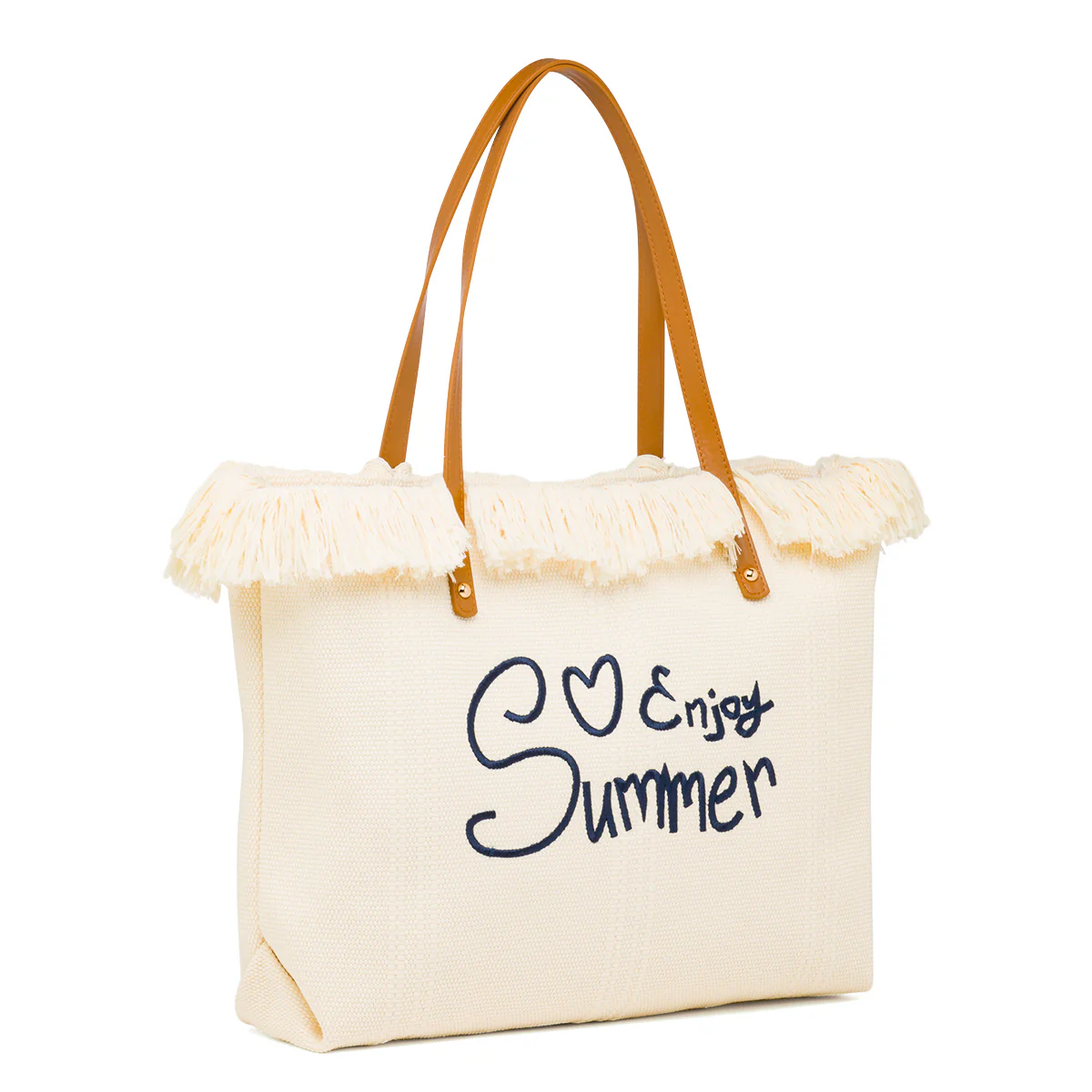 Borsa da Mare Bianco off-white da Donna con frange Swish Jeans - Image 3