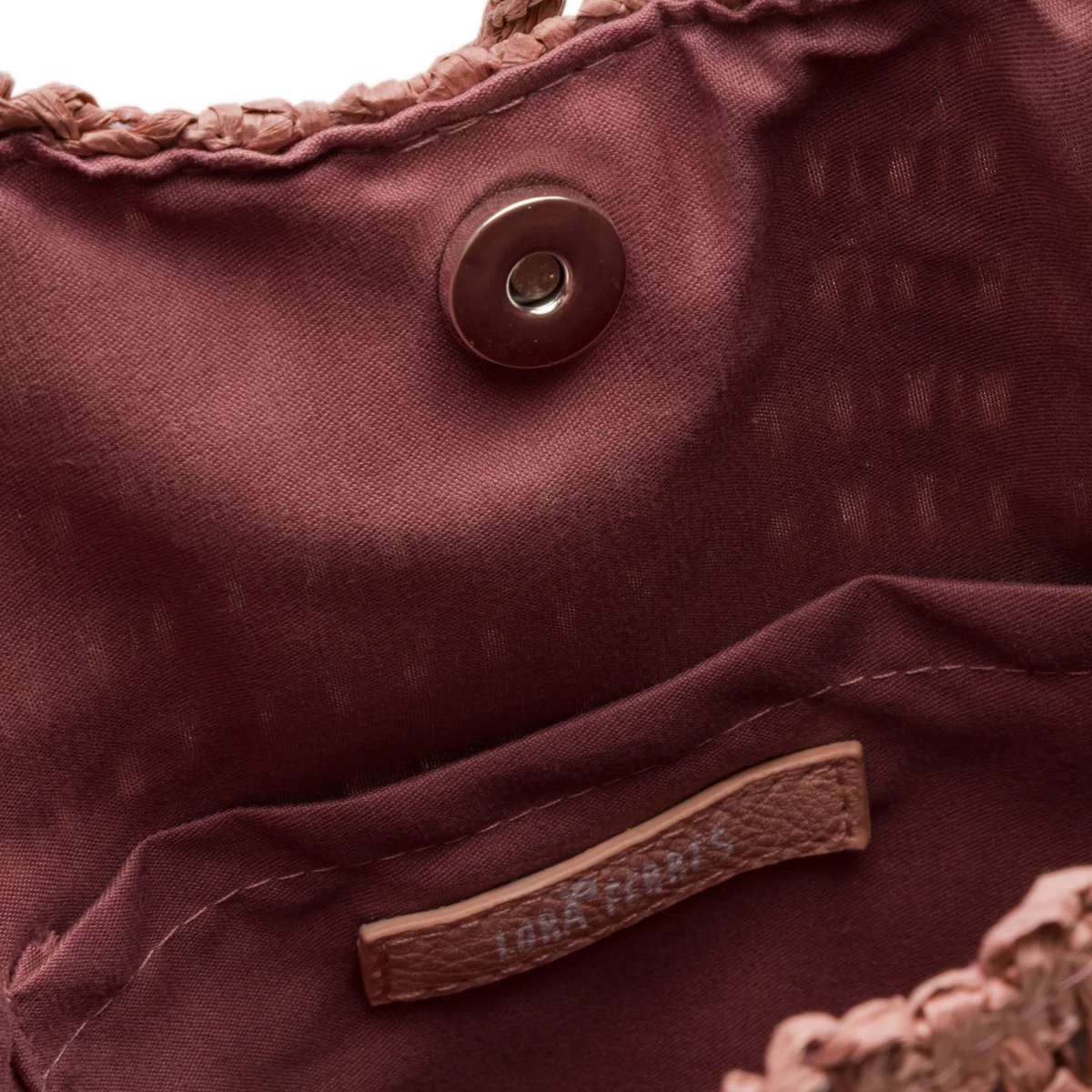 Borsa da mare da donna effetto paglia rosa antico Lora Ferres - Image 3