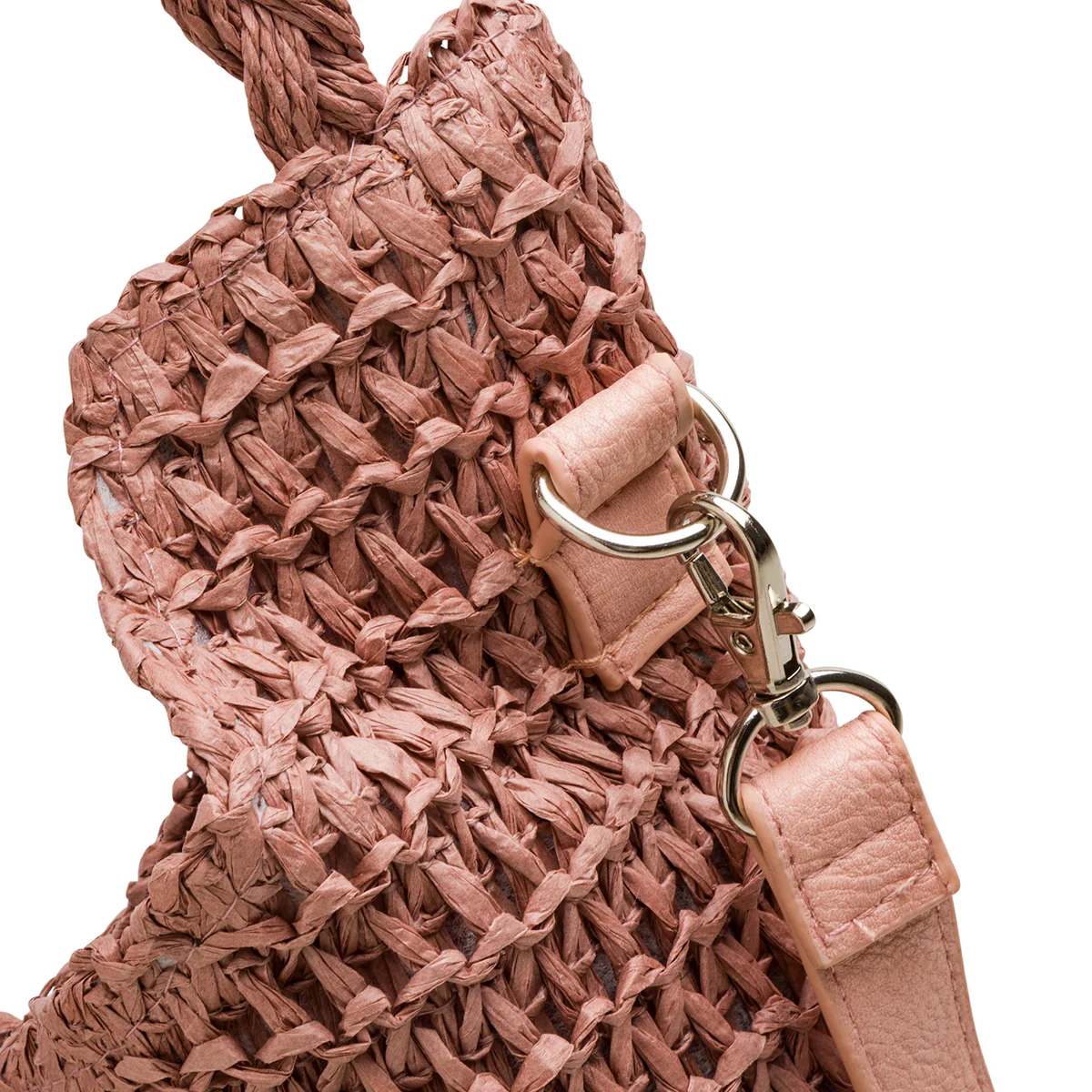 Borsa da mare da donna effetto paglia rosa antico Lora Ferres - Image 4