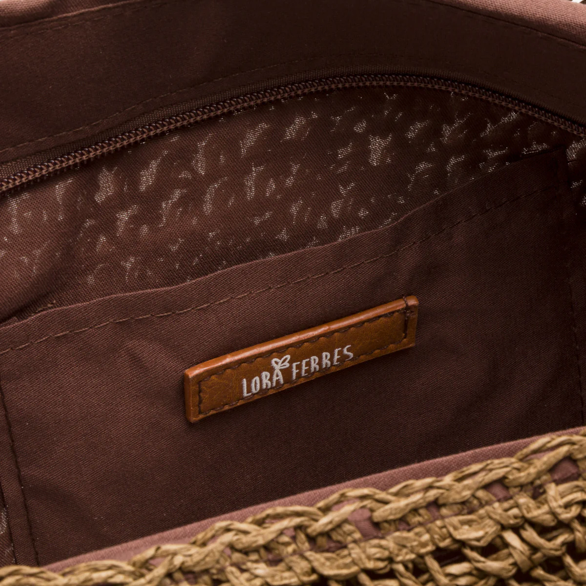 Borsa da mare donna effetto paglia marrone Lora Ferres - Image 3