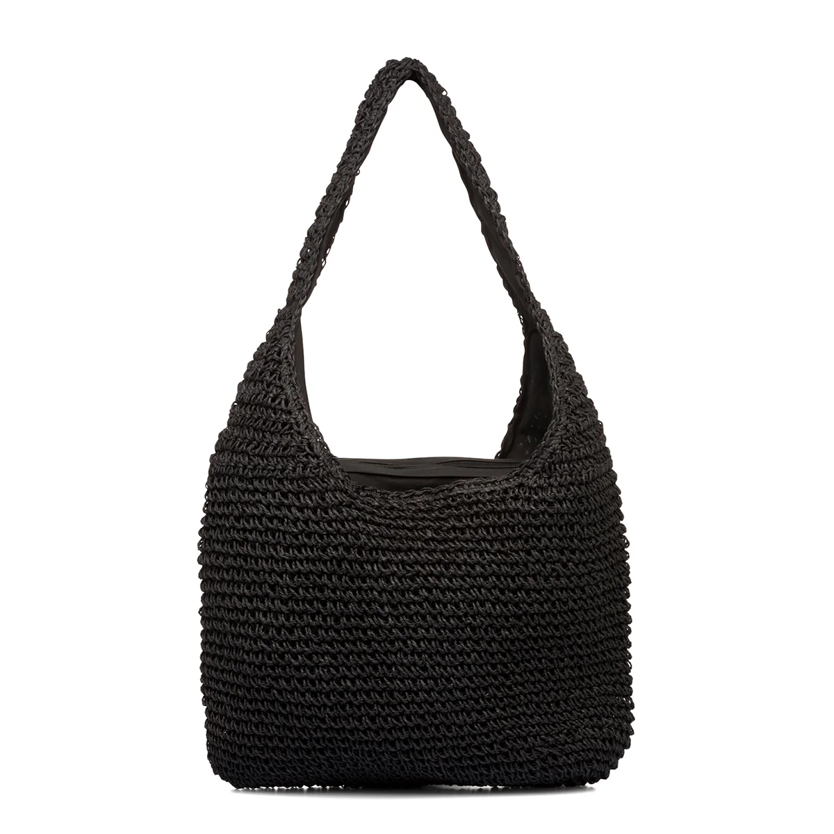 Borsa da mare donna effetto paglia nera Lora Ferres