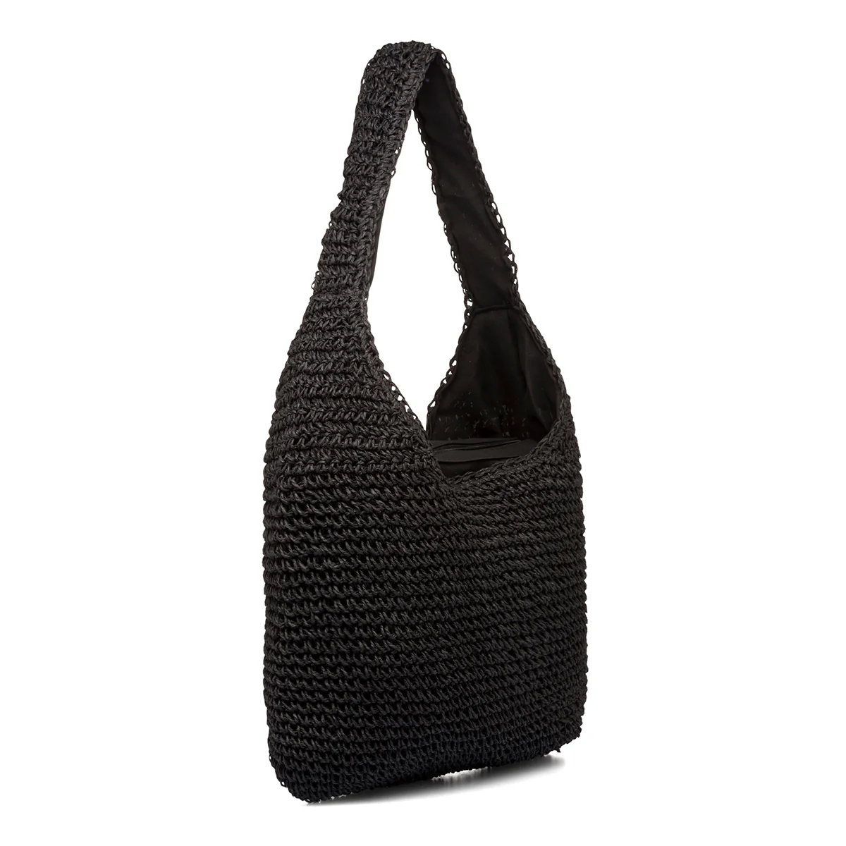 Borsa da mare donna effetto paglia nera Lora Ferres - Image 2