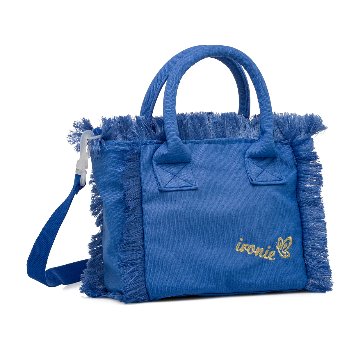 Borsa da mare Donna in tessuto Azzurro con frange Ironie - Image 3