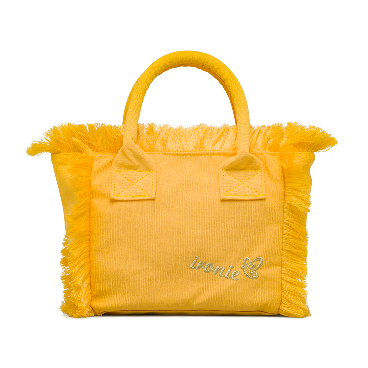 Borsa da mare Donna in tessuto Giallo con frange Ironie - Image 2