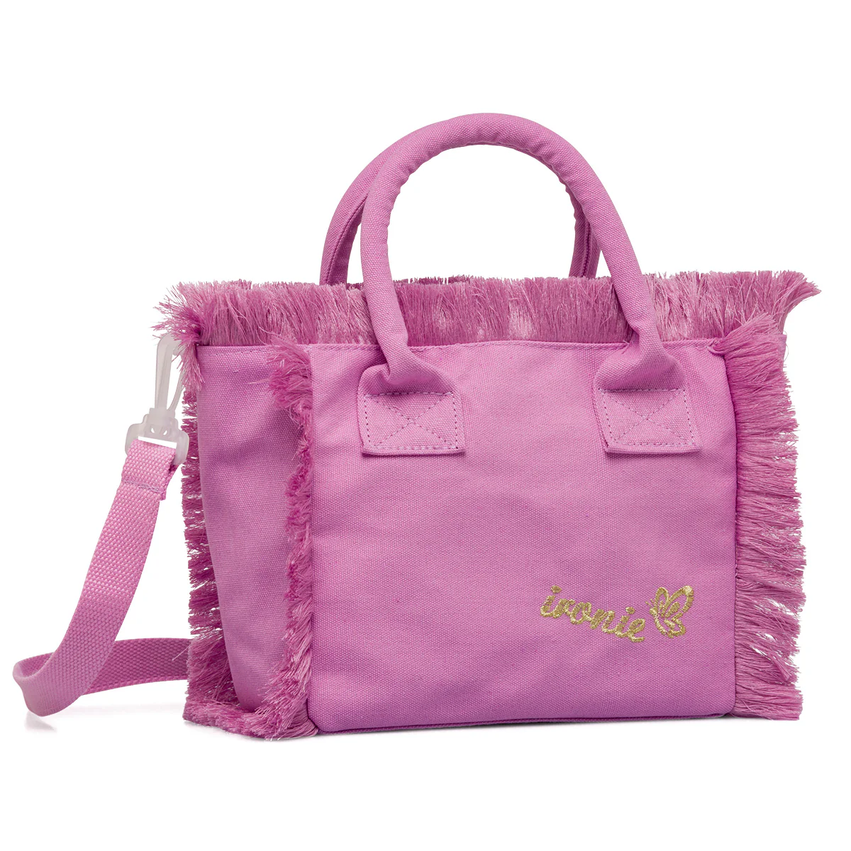 Borsa da mare Donna in tessuto Lilla con frange Ironie - Image 3