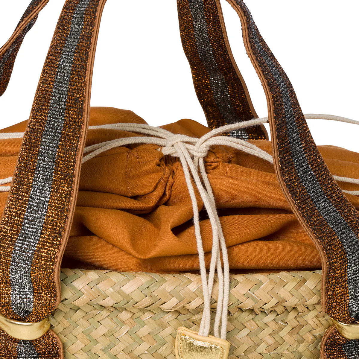Borsa da mare effetto paglia con dettagli bronzo Romeo Gigli Hypnos - Image 3