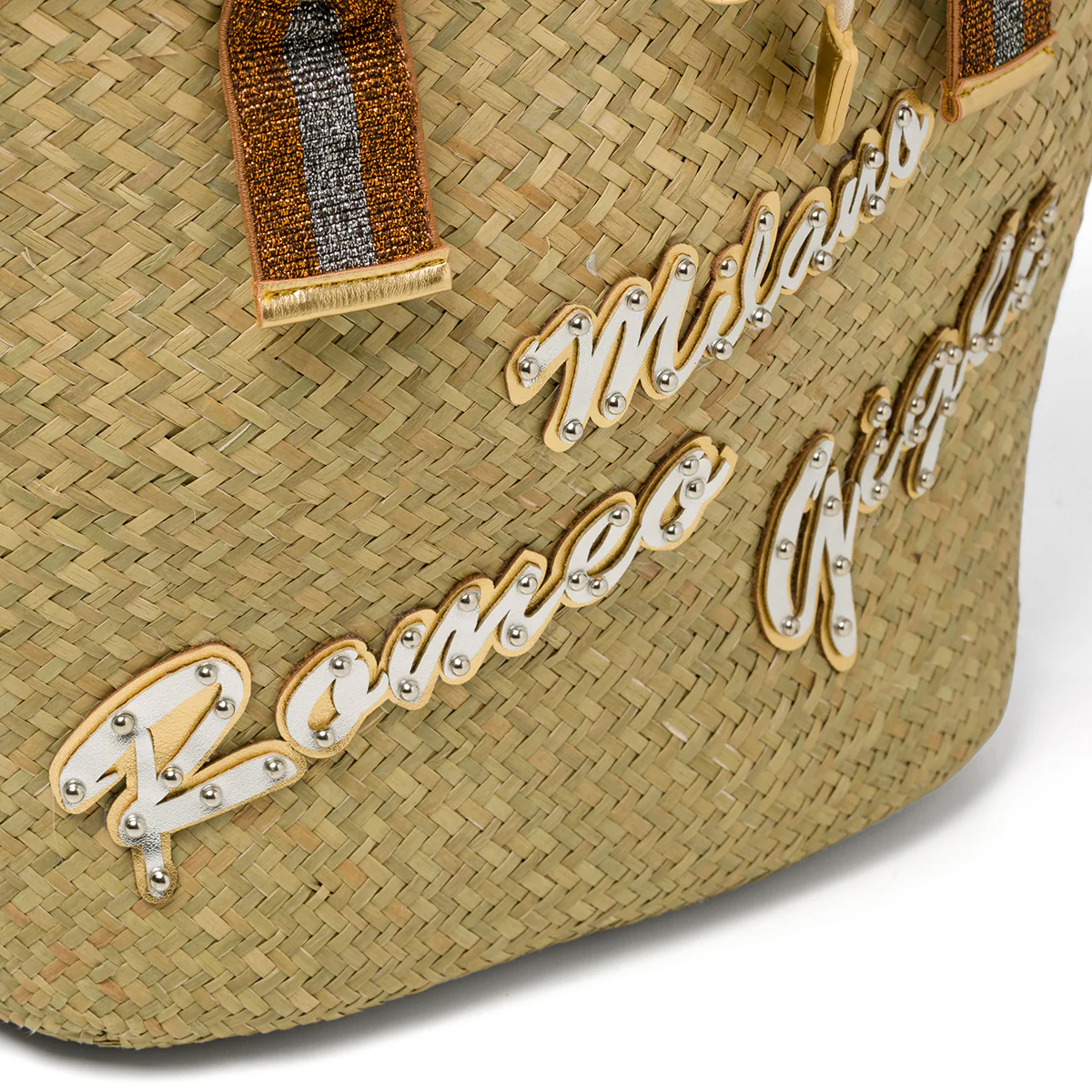 Borsa da mare effetto paglia con dettagli bronzo Romeo Gigli Hypnos - Image 4