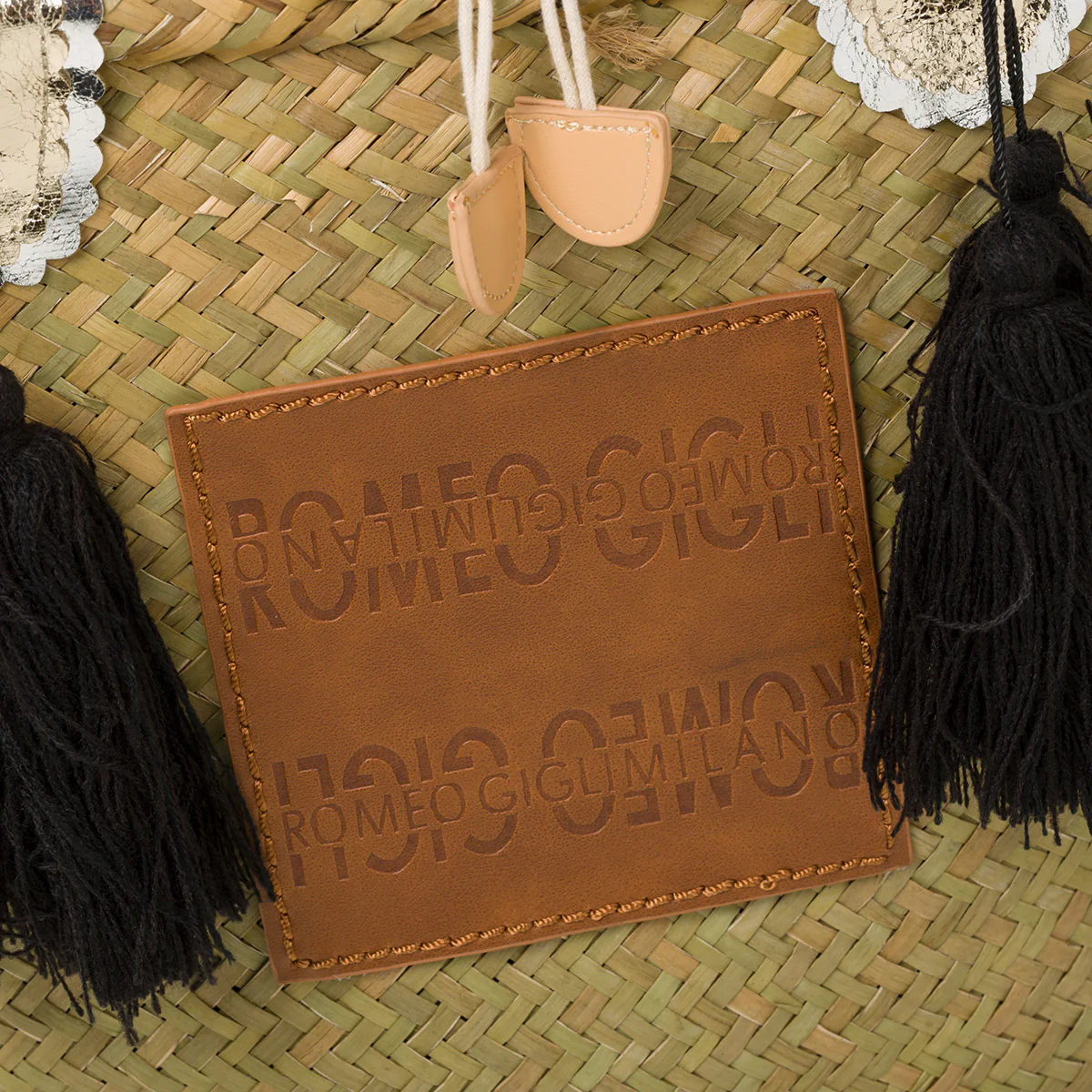 Borsa da mare effetto paglia con patch logo Romeo Gigli Zenit - Image 3