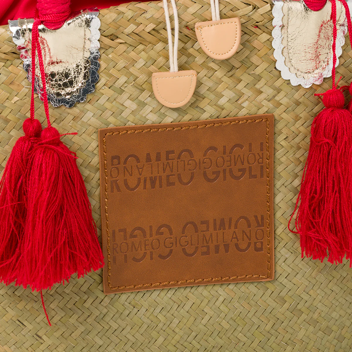 Borsa da mare effetto paglia con patch logo Romeo Gigli Zenit - Image 3