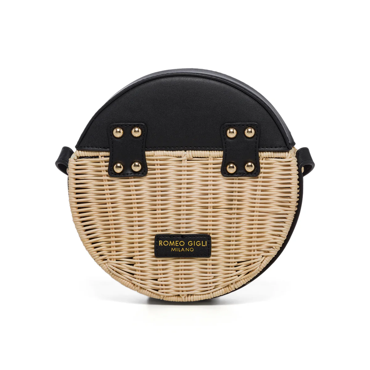 Borsa da mare nera e beige effetto paglia Romeo Gigli Areba - Image 2