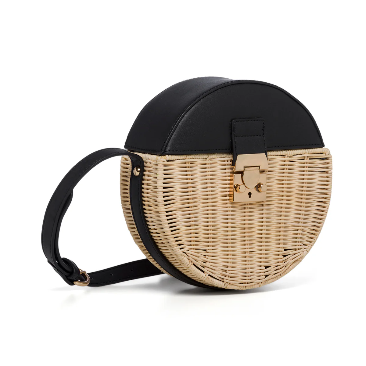 Borsa da mare nera e beige effetto paglia Romeo Gigli Areba - Image 3