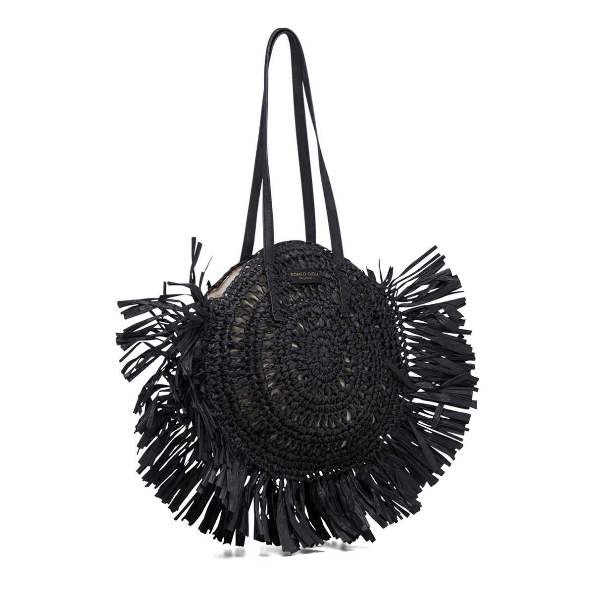 Borsa da mare nera effetto paglia Romeo Gigli Dany - Image 2