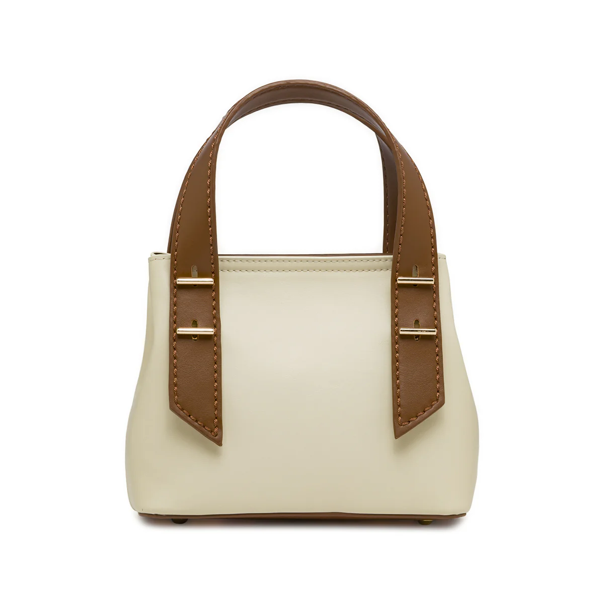 Borsa Donna Bianca a mano con manici marroni Lora Ferres - Image 3