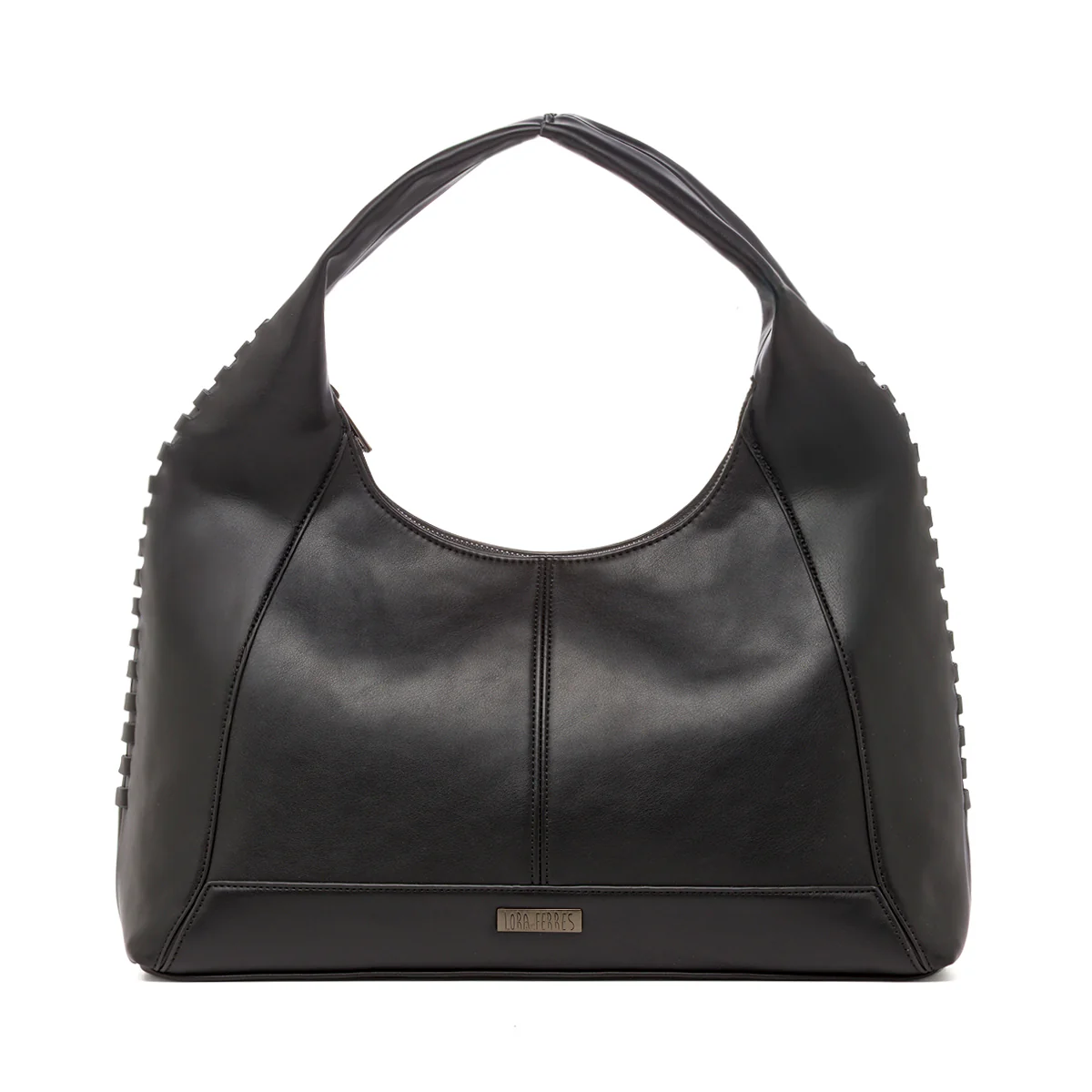 Borsa Hobo da Donna Nera con Dettaglio Intrecciato Lora Ferres - Image 3