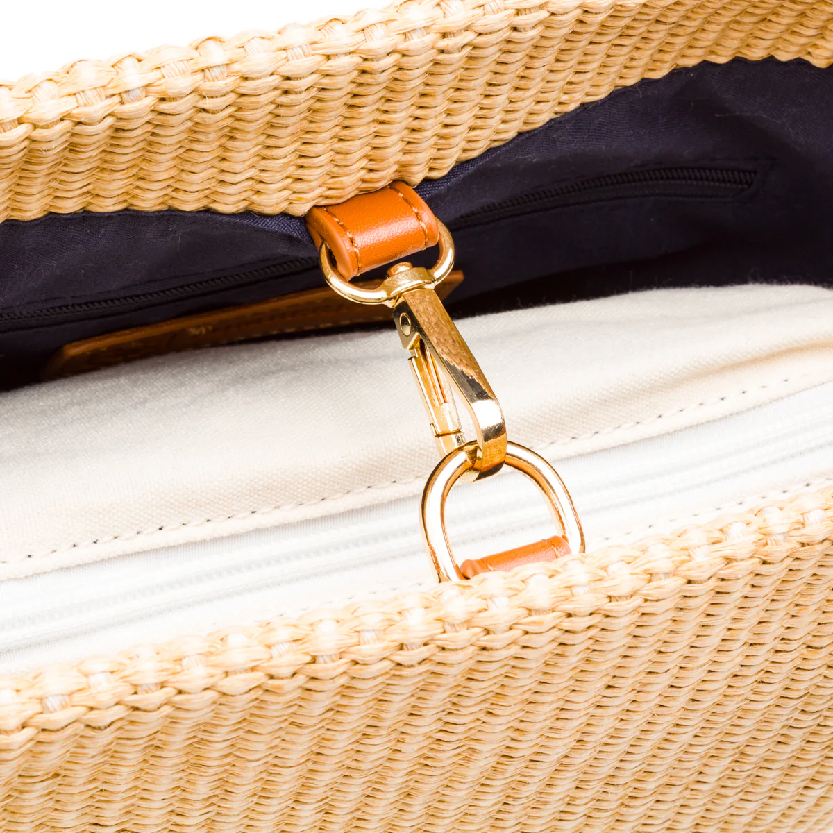 Borsa in Rafia forma a Secchiello da Donna Beige Lumberjack - Image 3