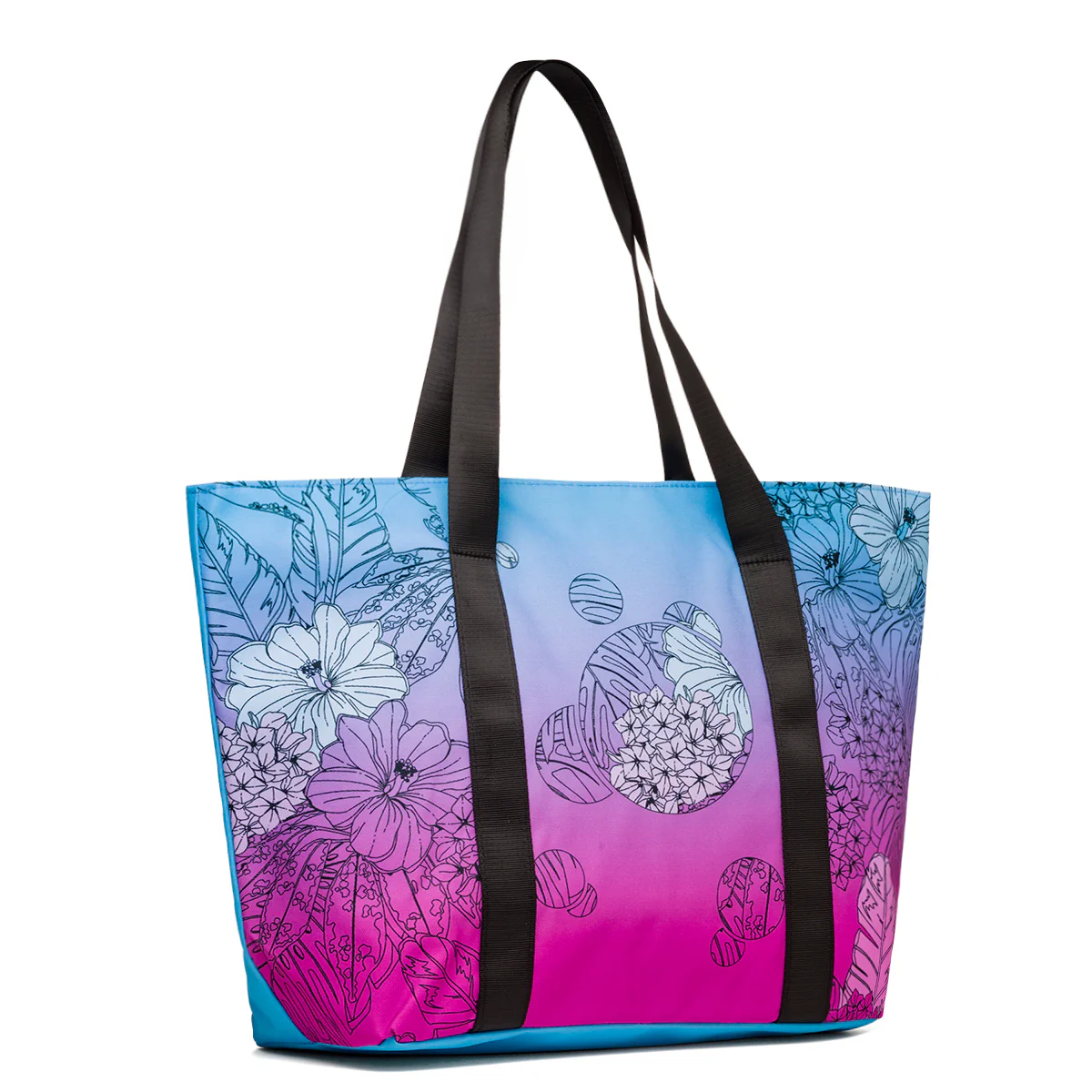 Borsa mare da donna azzurra e viola con stampa fiori Lora Ferres - Image 2