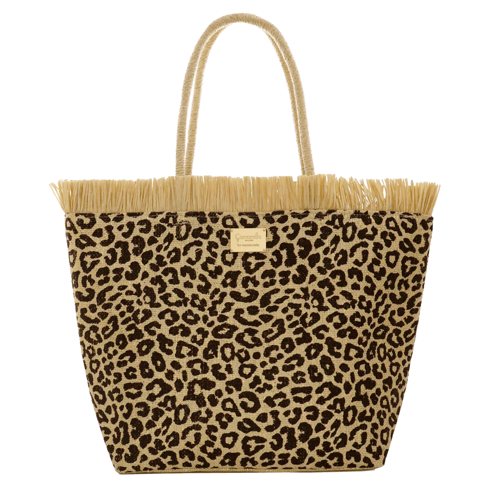 Borsa mare da Donna con fantasia leopardata e frange Camomilla Milano - Image 2