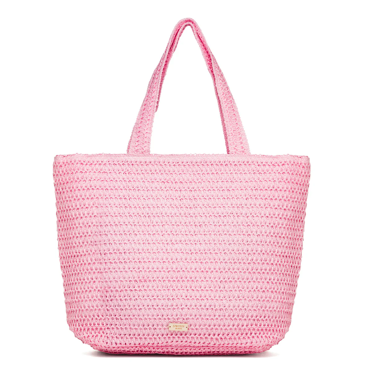 Borsa mare da donna effetto paglia rosa con scritta "Summer Time" Swish Jeans - Image 3