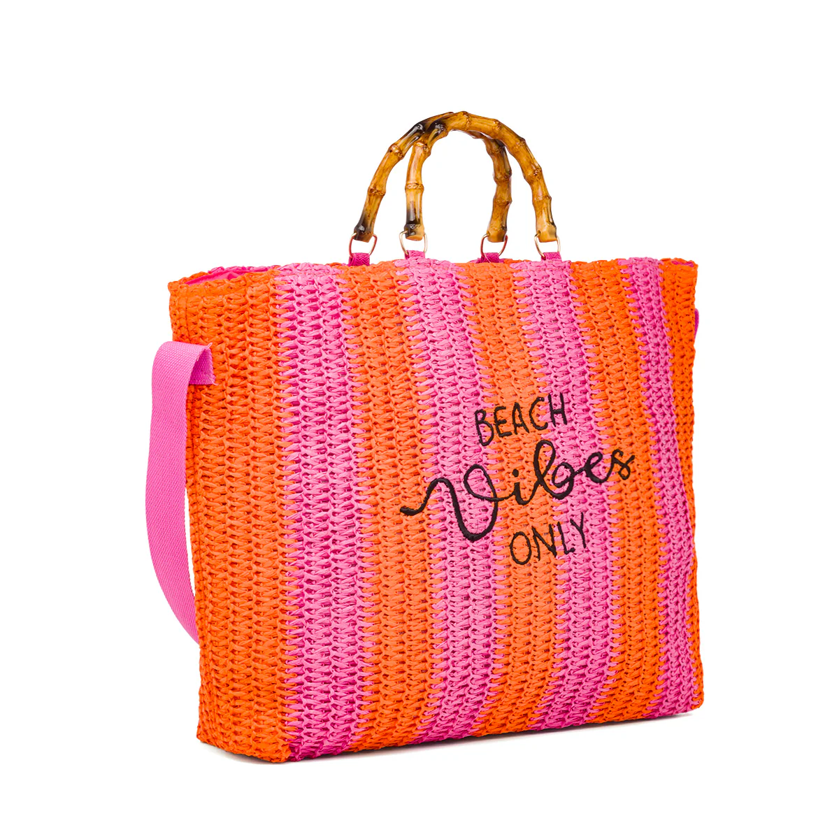 Borsa Mare da Donna fucisa e arancione effetto rafia Swish Jeans - Image 2