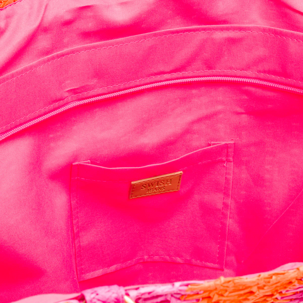 Borsa Mare da Donna fucisa e arancione effetto rafia Swish Jeans - Image 4