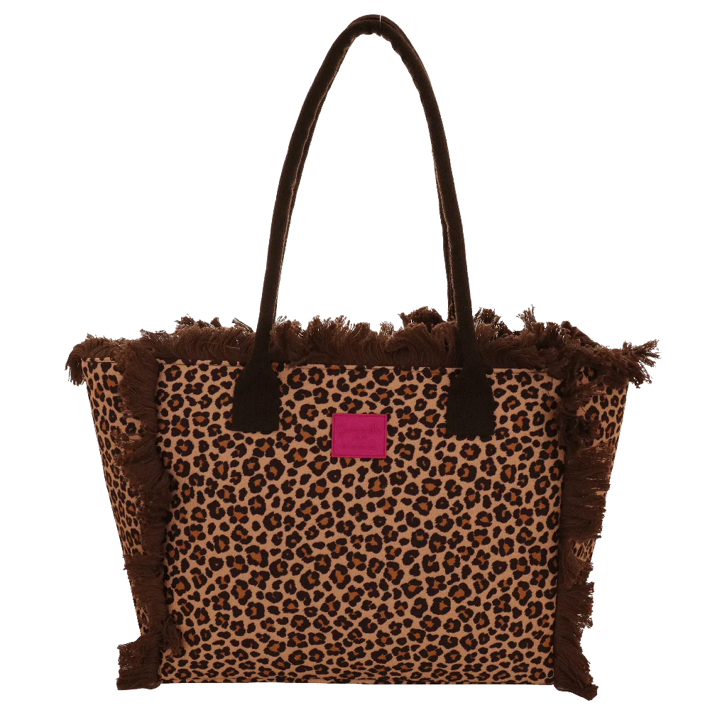 Borsa mare da Donna marrone animalier con frange Camomilla Milano - Image 4