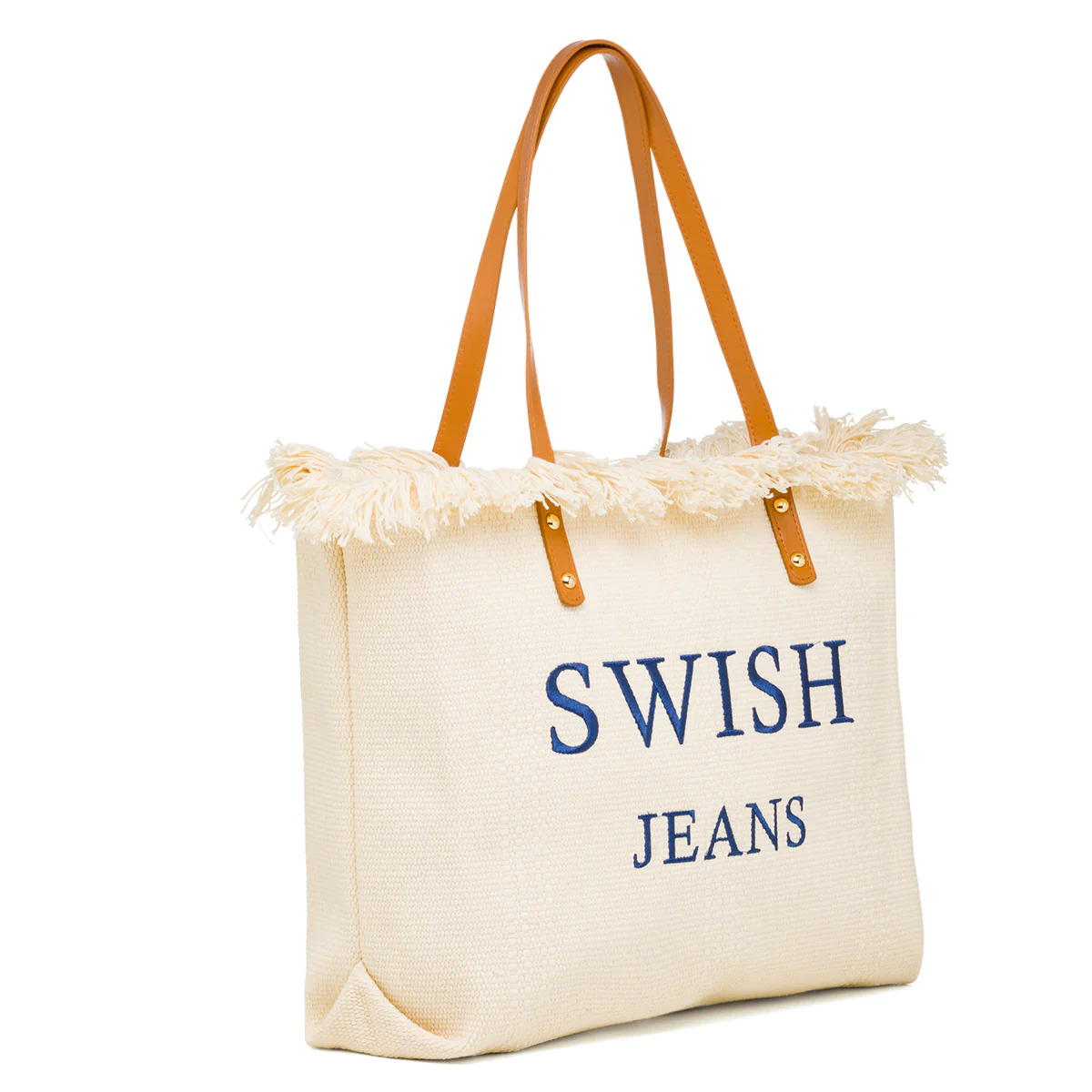 Borsa mare donna in tessuto bianco panna con logo Swish Jeans - Image 2