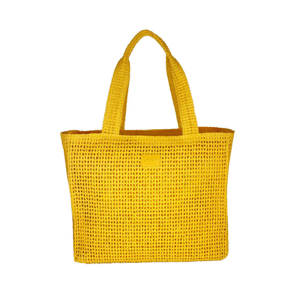 Borsa mare gialla da Donna con scritta BEACH effetto rafia Camomilla Milano - Image 4