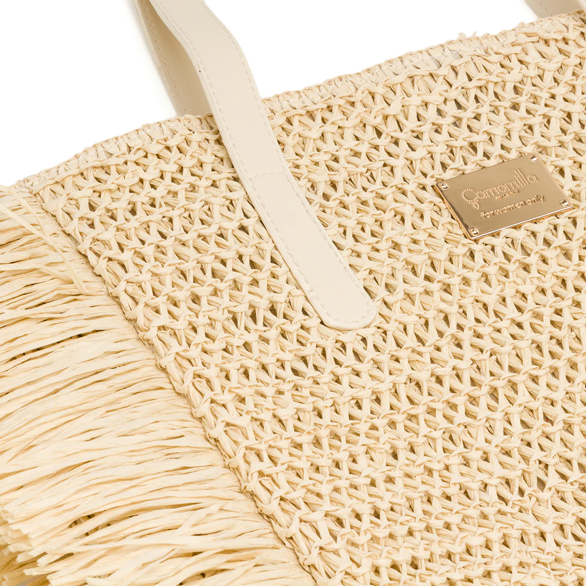 Borsa Mare in Paglia Intrecciata Naturale con Frange e Manici Eleganti Camomilla Milano - Image 4