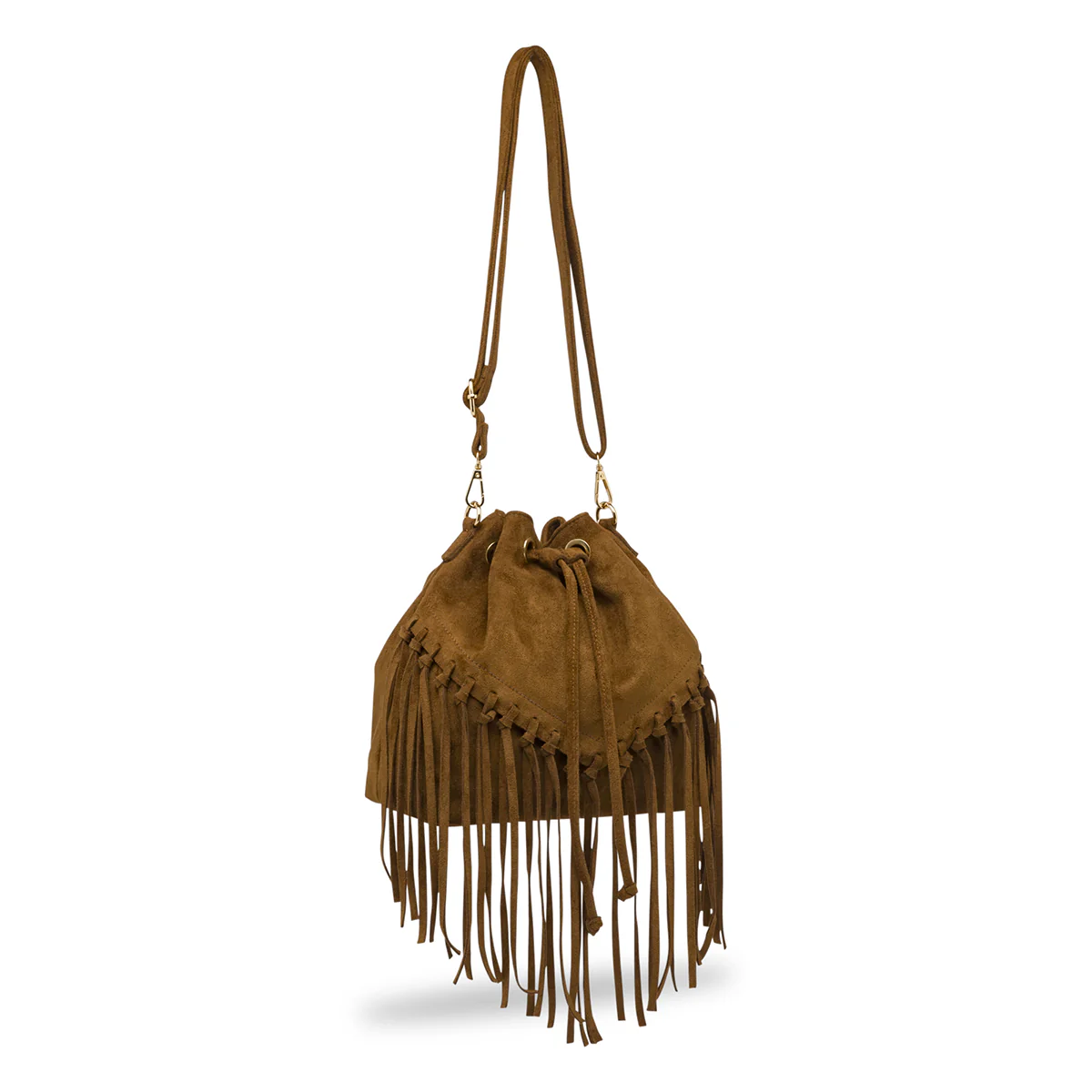 Borsa marrone effetto scamosciato da Donna con frange Lora Ferres - Image 2