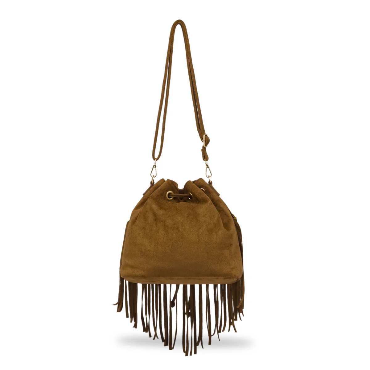 Borsa marrone effetto scamosciato da Donna con frange Lora Ferres - Image 3