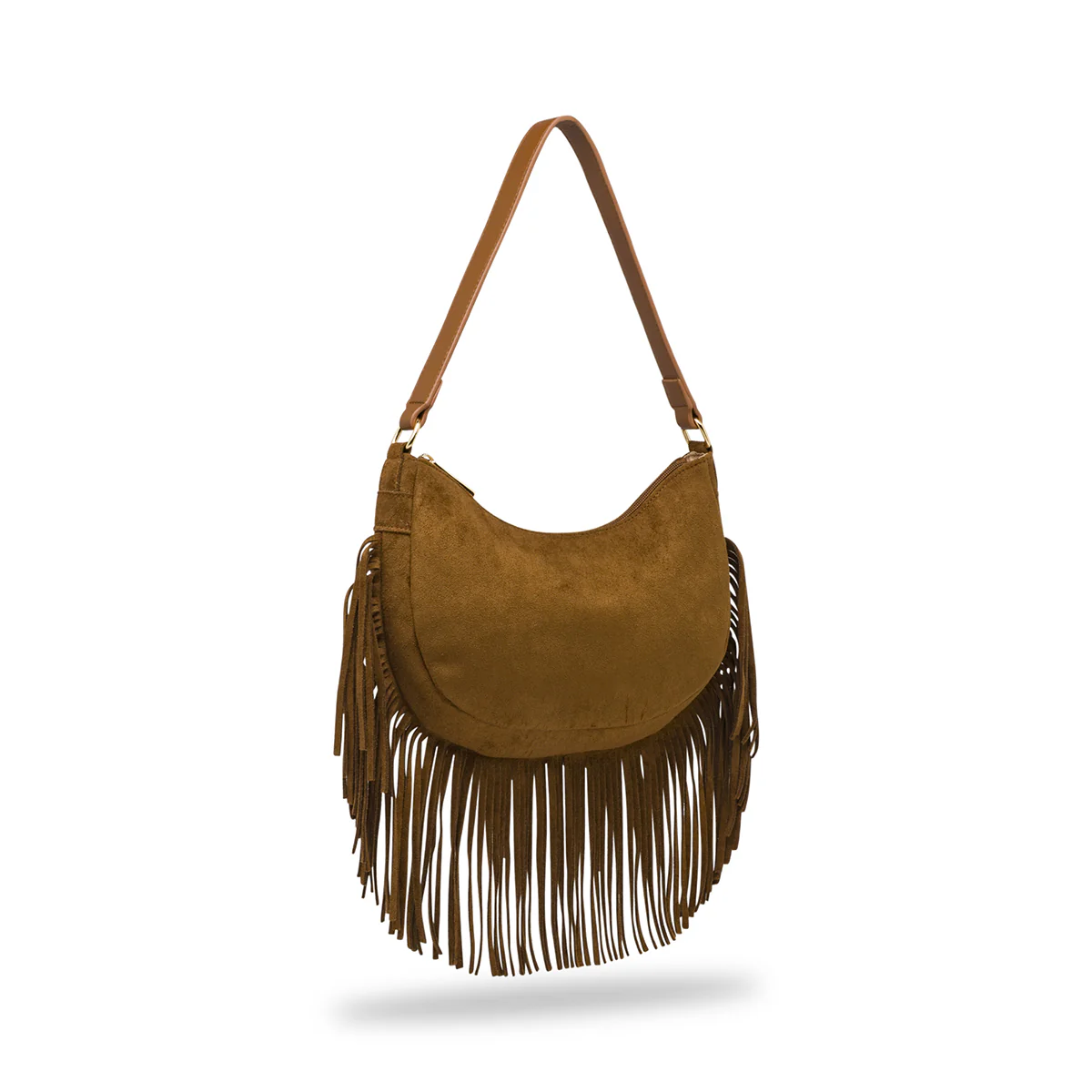 Borsa marrone effetto scamosciato da Donna con frange Lora Ferres - Image 2