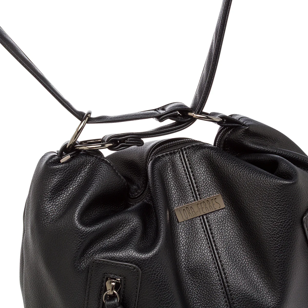 Borsa nera da Donna con tracolla e doppia zip Lora Ferres - Image 4
