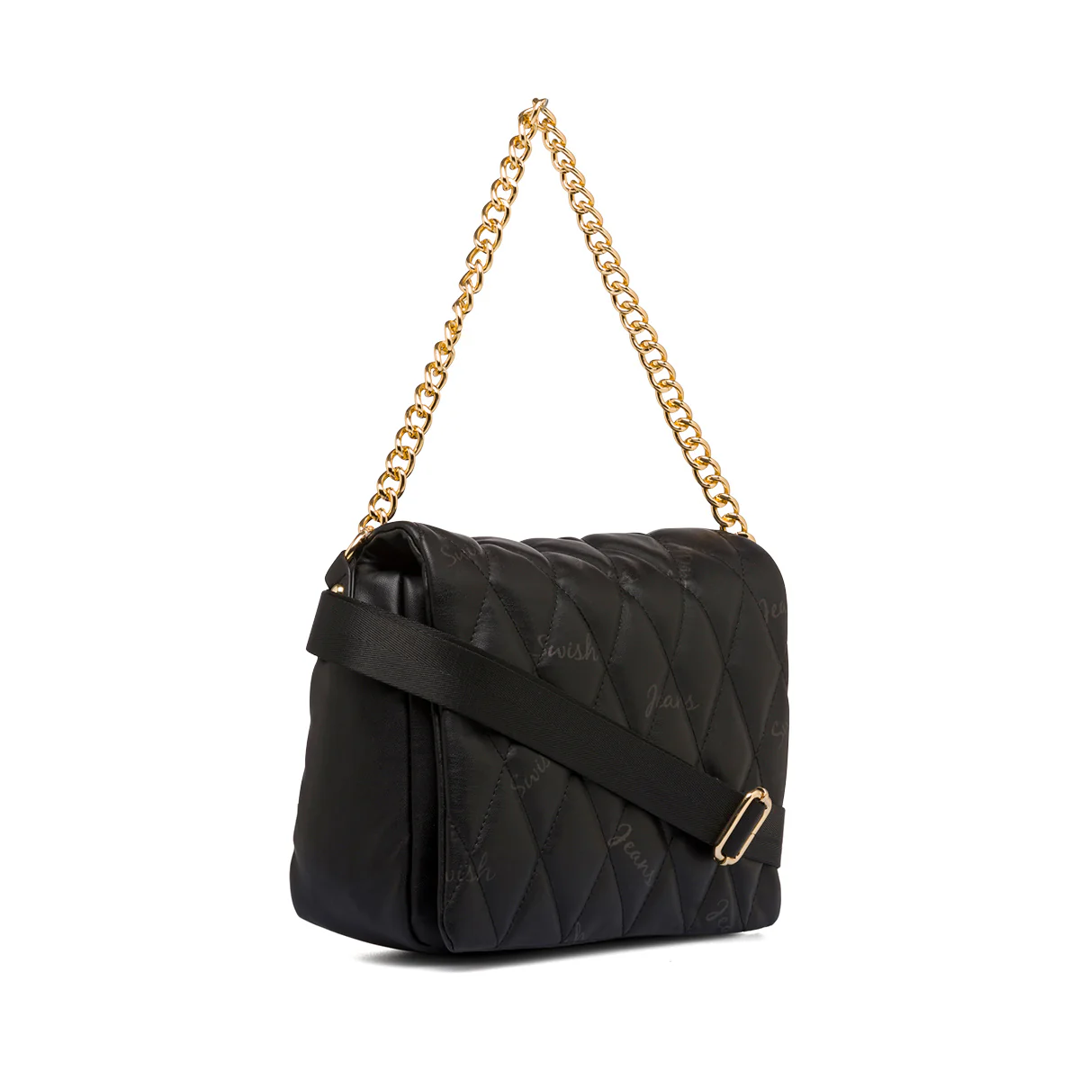 Borsa nera trapuntata da donna con tracolla a catena Swish Jeans - Image 2