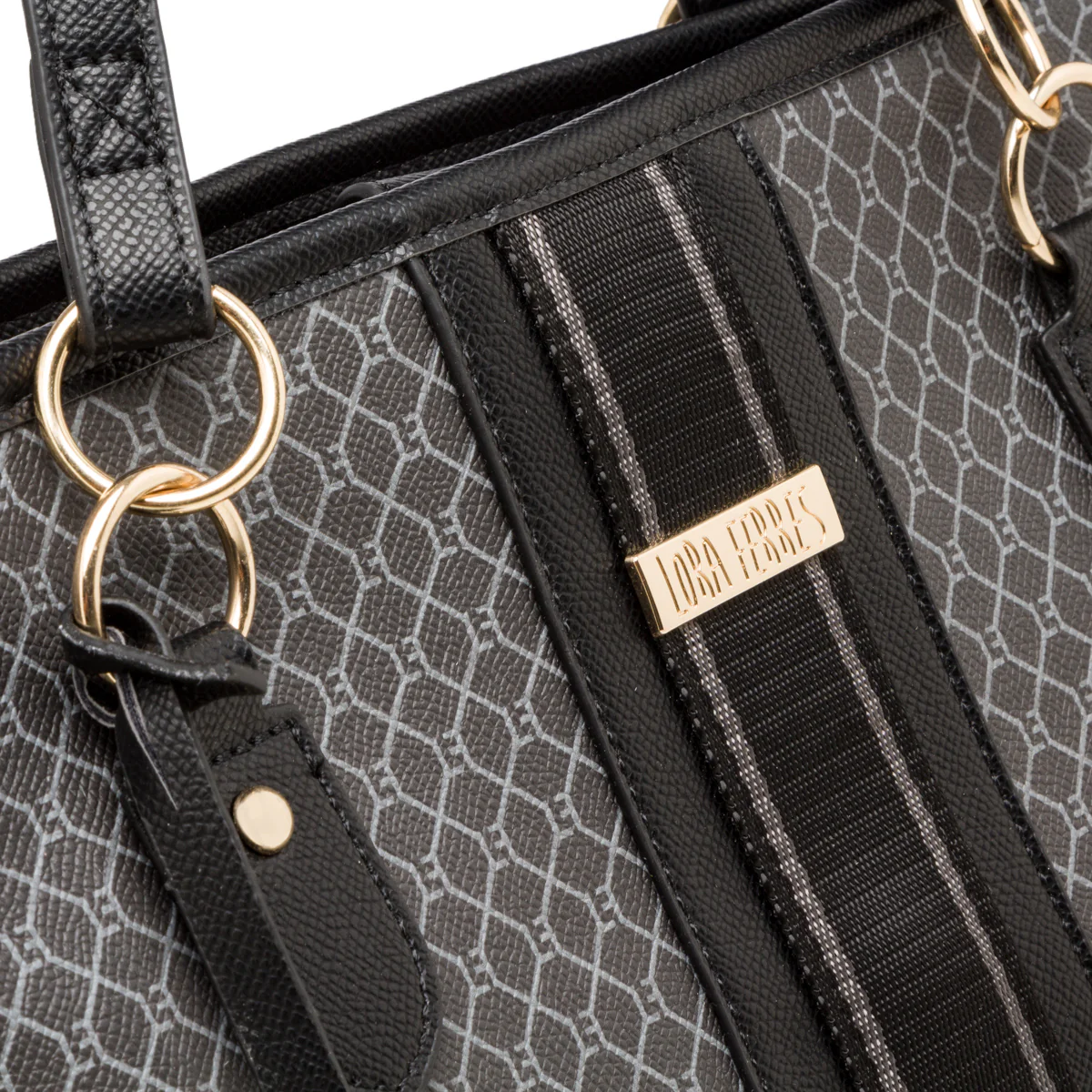 Borsa s spalla da donna grigia e nera Lora Ferres con dettagli fantasia - Image 4