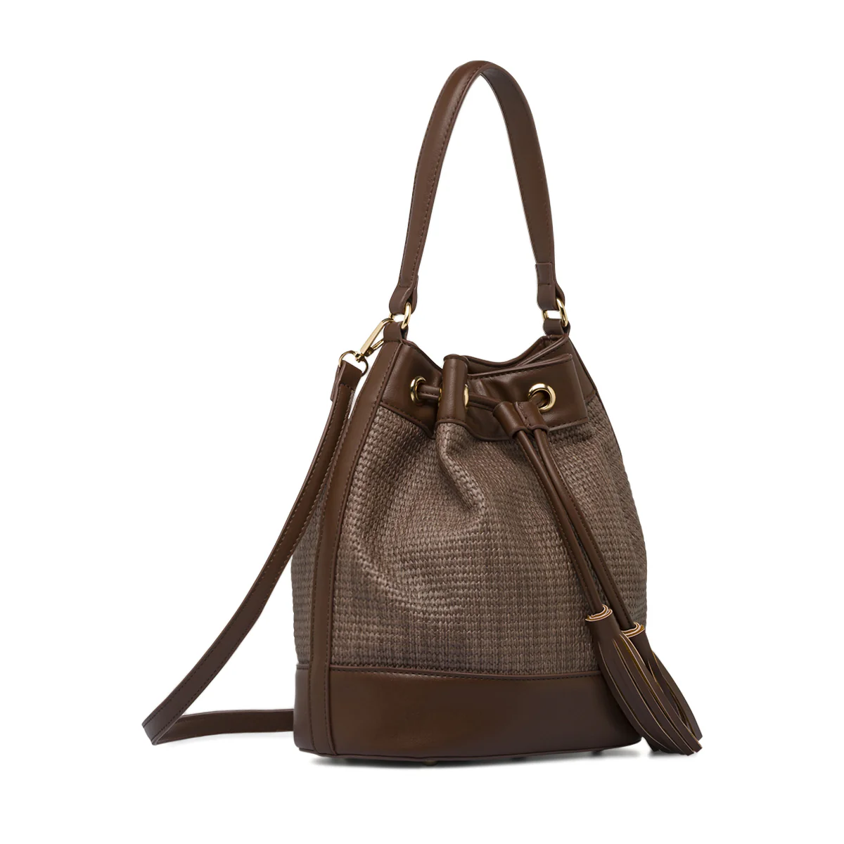 Borsa secchiello marrone da Donna effetto intrecciato Lora Ferres - Image 2