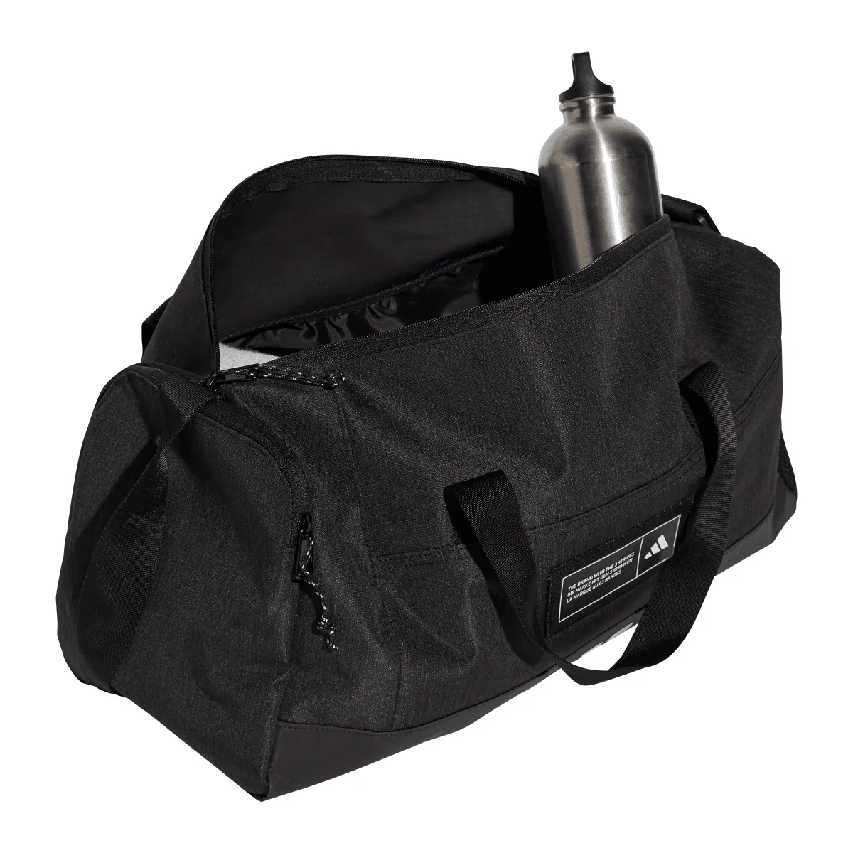 Borsa sportiva nera con etichetta logo frontale adidas - Image 3