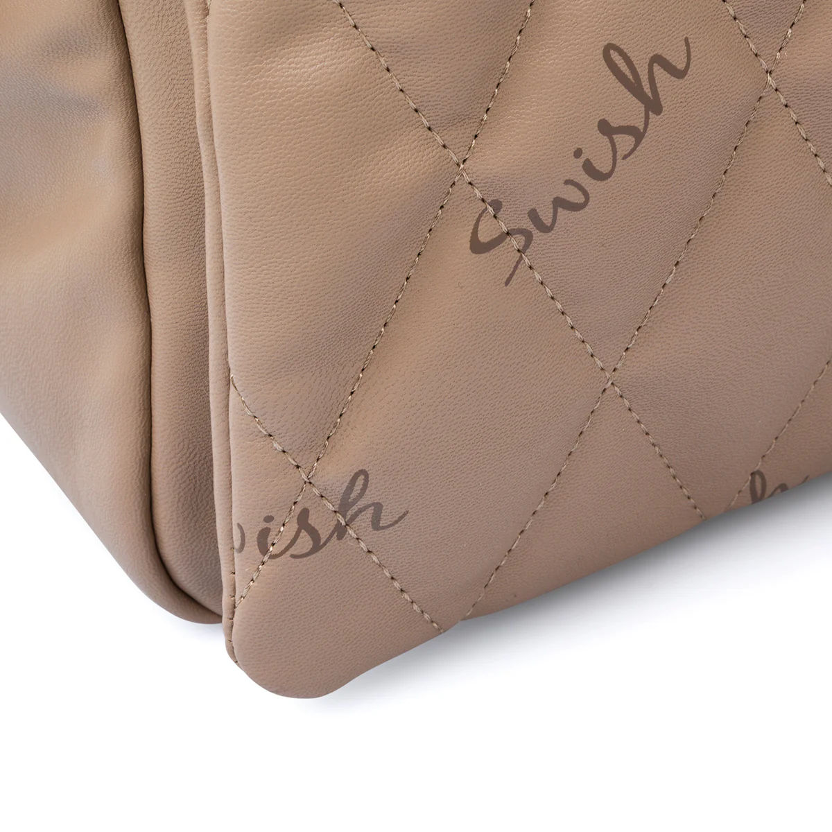 Borsa taupe trapuntata da donna con tracolla a catena Swish Jeans - Image 4