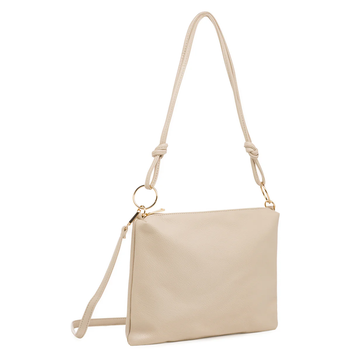 Borsa tracolla da Donna beige con anelli dorati Lora Ferres - Image 2