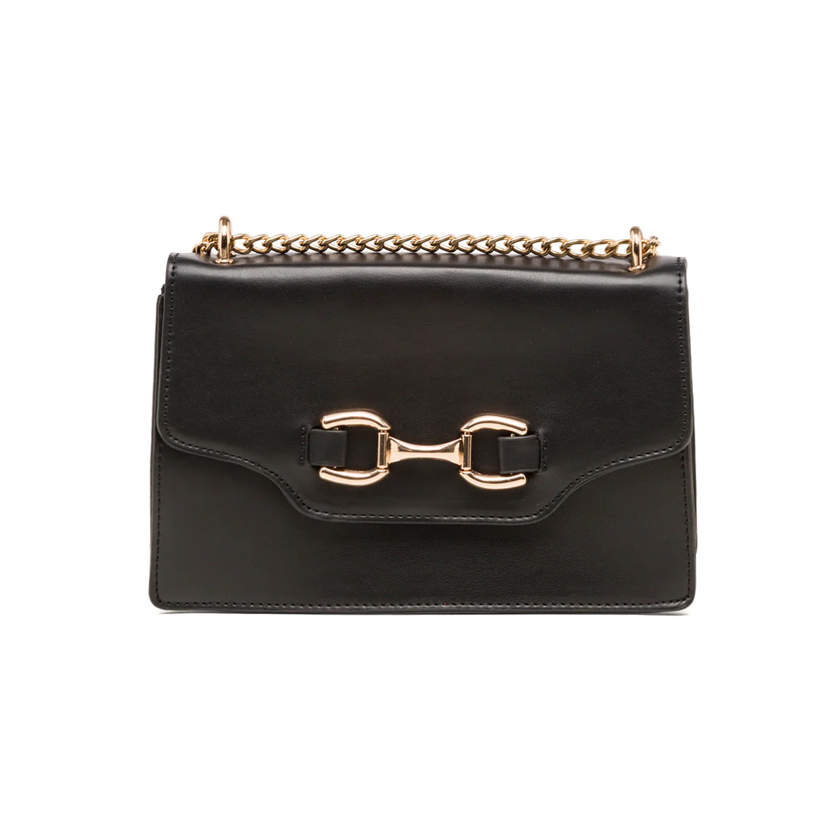 Borsa a tracolla nera da donna con morsetto dorato Lora Ferres - Image 2