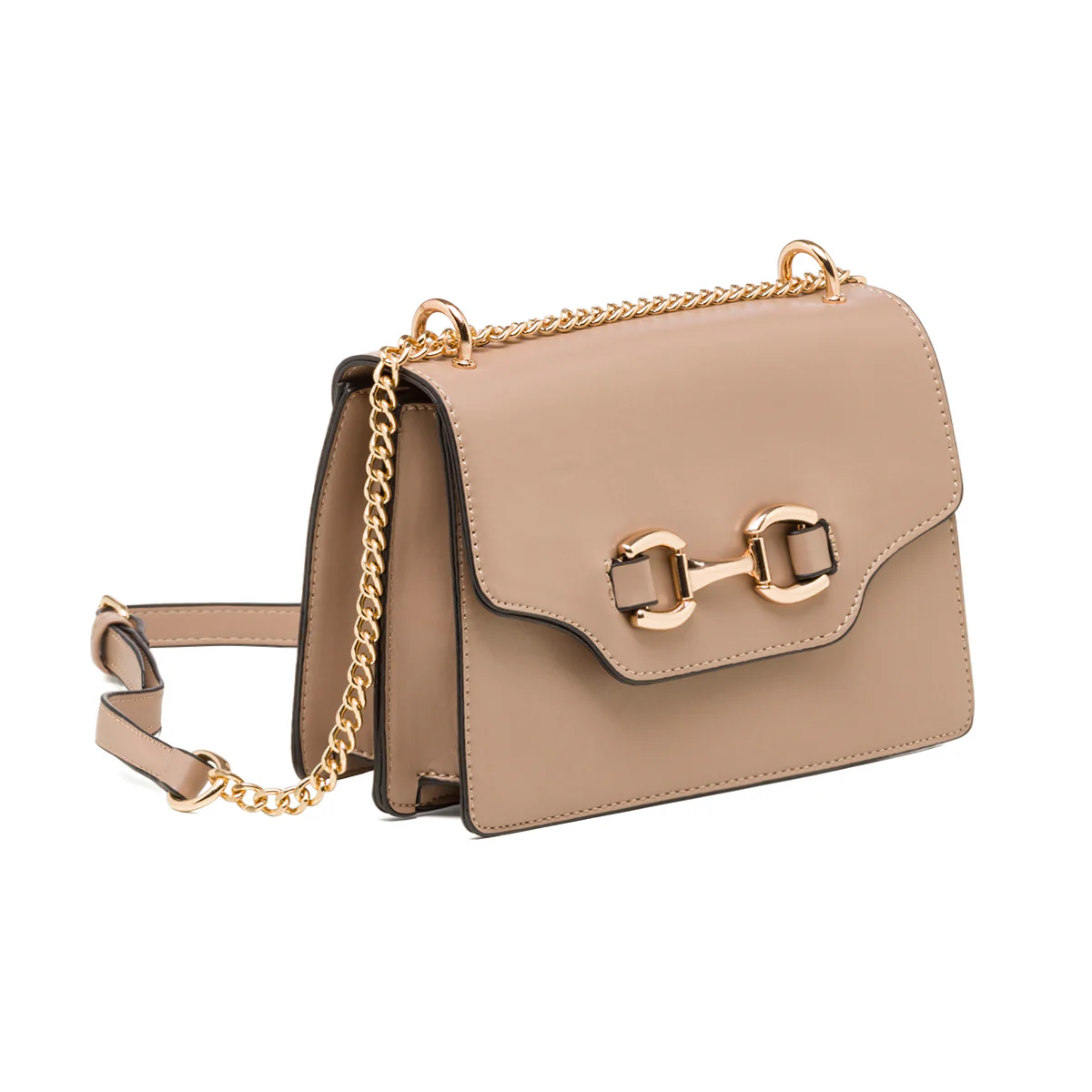 Borse a tracolla taupe da donna con morsetto dorato Lora Ferres - Image 2