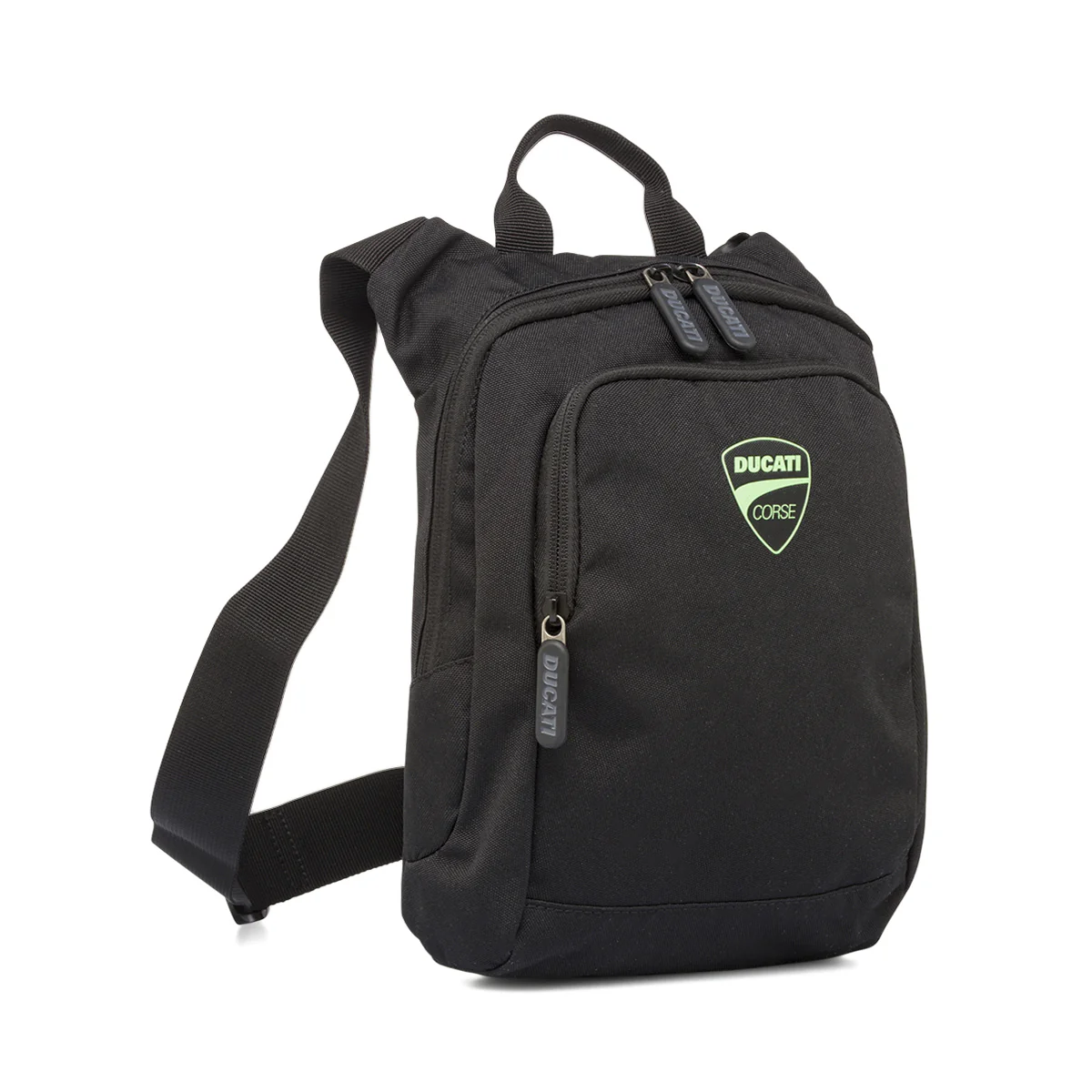 Borsello a tracolla da Uomo nero con logo verde fluo Ducati Corse - Image 2