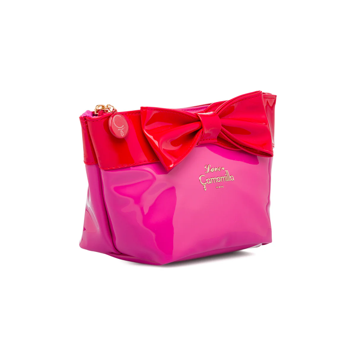 Busta beauty case fucsia e rossa con fiocco Camomilla Milano Sweet Stripes - Image 2