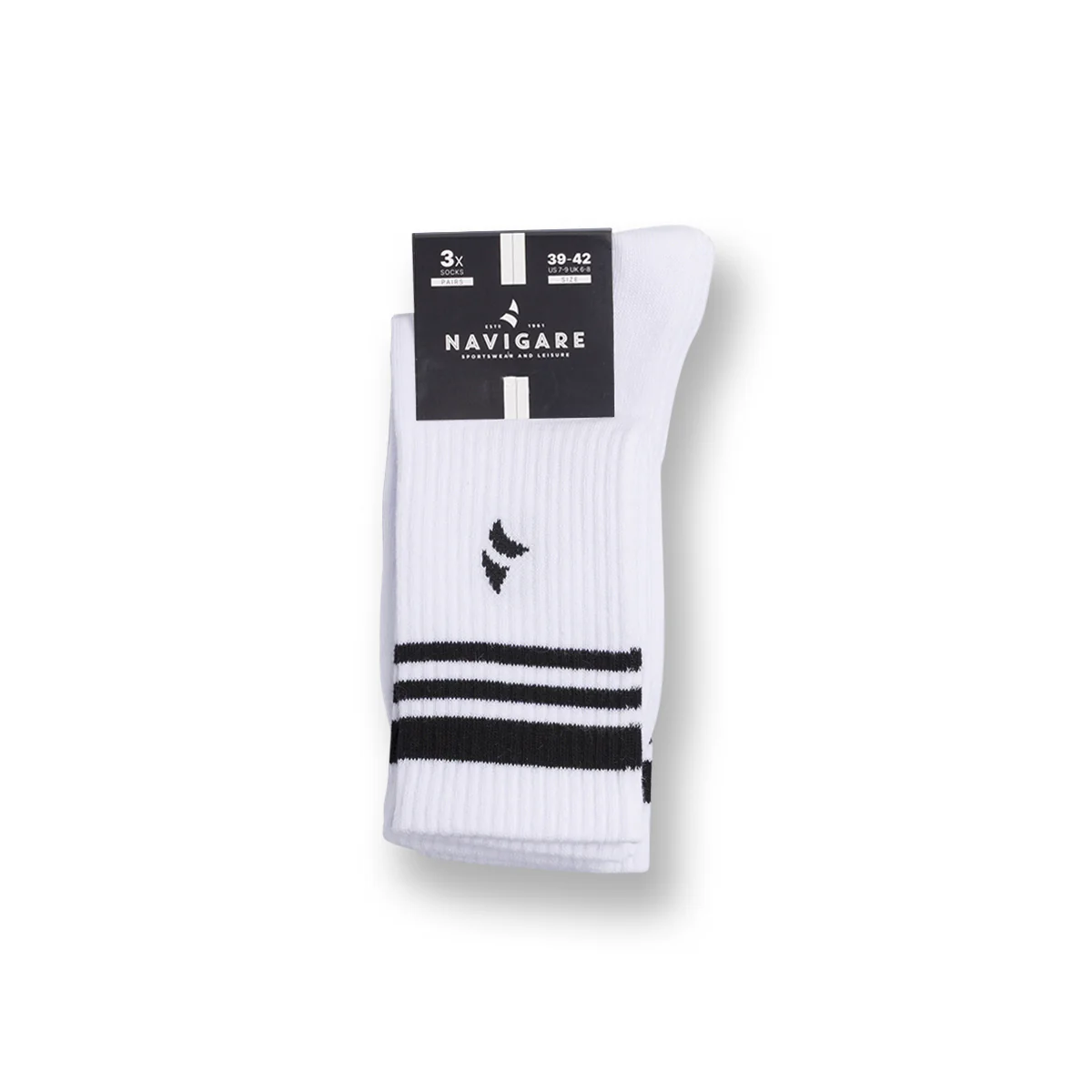 Calzini bianchi da Uomo sportivi con righe set da 3 Navigare - Image 2