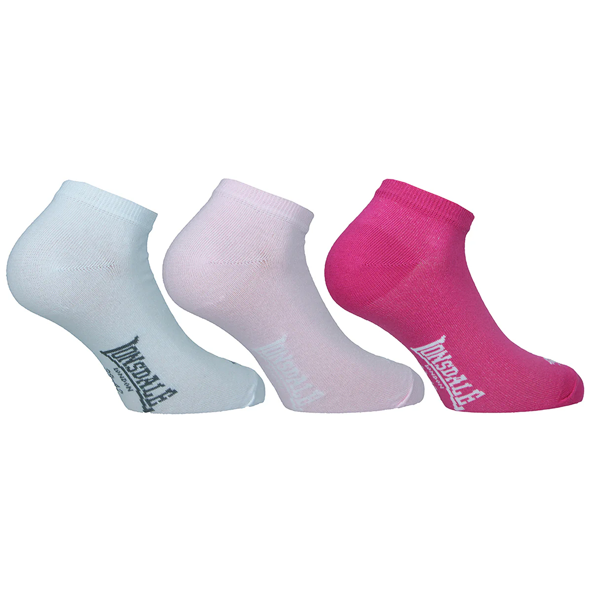 Calzini corti 5 paia da Donna rosa bianco e fucsia Lonsdale - Image 2