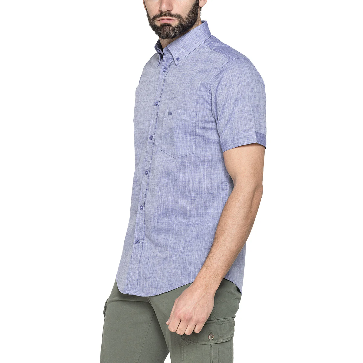 Camicia a maniche corte casual da Uomo blu melange Carrera Jeans - Image 2