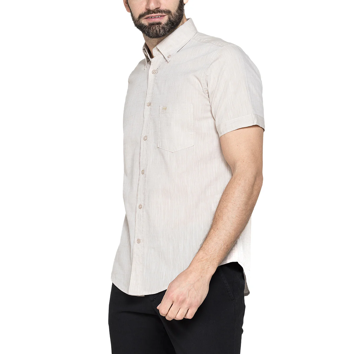 Camicia a maniche corte da Uomo beige con taschino Carrera Jeans - Image 2